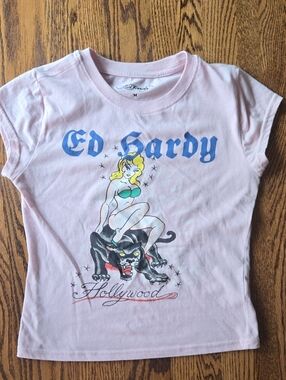 Ed Hardy Girls' Pink Graphic Tee